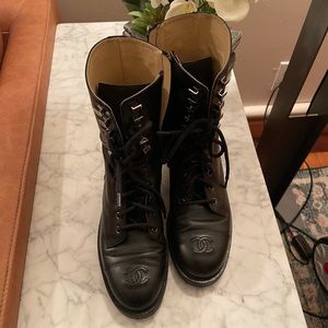 Chanel Black Combat Boots Size 37 (US 6.5)